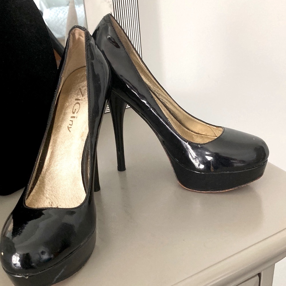 Zigi NY patent leather platform pumps